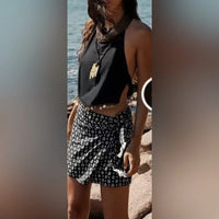 New with tags! Micas graphic print high waisted skort silky smooth fabric, black, Sz XS! Retails $60+