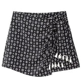 New with tags! Micas graphic print high waisted skort silky smooth fabric, black, Sz XS! Retails $60+