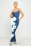 New Micas Floral Print Slip Maxi Dress Women's Sz M!