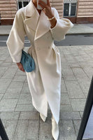 New with tags! MICAS Double Breasted Long Trench Coat in white, Sz L!