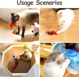 New Migipaws Interactive Cat Ball Toy Set, Fun Tracker, Automatic Rolling Chase Ball with Fluffy Tail, A Small Mice, Rechargeable（White）