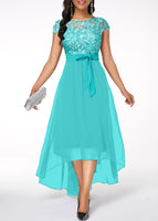 NEW Stunning Mint Green High Low Boat Neck Lace Dress, Sz M, Retails $67