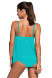 New Women Mint Lace Crochet Overlay Spaghetti Straps 2 PC Baby Doll Tankini Swimsuit Set Sz 3X
