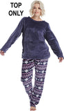 New MissShorthair Womens Ultra Comfy Fleece Lounge Top in Navy Sz XXL (TOP ONLY)