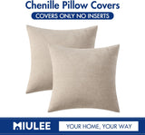 New MIULEE Pack of 2 Beige Decorative Pillow Covers 20X20 Inch Soft Chenille Couch Throw Pillows Farmhouse Cushion Covers for Spring Home Decor Sofa Bedroom Living Room 2