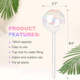 New MOANYI Top Fill Plant Watering Bulbs, Self Watering Planter Insert Devices, Clear Glass Watering Globes for Outdoor&Indoor Plants, 6.4oz/190ml Capacity (Light Iridescent, Set of 2)