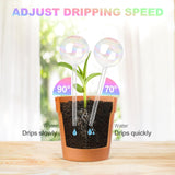 New MOANYI Top Fill Plant Watering Bulbs, Self Watering Planter Insert Devices, Clear Glass Watering Globes for Outdoor&Indoor Plants, 6.4oz/190ml Capacity (Light Iridescent, Set of 2)