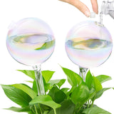 New MOANYI Top Fill Plant Watering Bulbs, Self Watering Planter Insert Devices, Clear Glass Watering Globes for Outdoor&Indoor Plants, 6.4oz/190ml Capacity (Light Iridescent, Set of 2)
