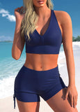 New Retails $62+ MODLILY® Three-piece Mid Waisted Navy Tankini Set Sz XL