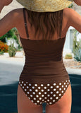New Retails $56+ MODLILY® Surplice Polka Dot Dark Coffee Tankini Set Sz L