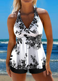 New Retails $64+ MODLILY® Criss Cross Floral Print White Tankini Set Sz L