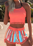 New Retails $60+ MODLILY® Split Striped Dusty Pink Bikini Set Sz XL