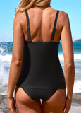 New MODLILY DESIGN Criss Cross Mid Waisted Black Tankini Set Black, Sz XXL Retails $55+