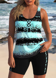 New Retails $66+ MODLILY® Lace Up Striped Mint Green Tankini Set Sz 1X