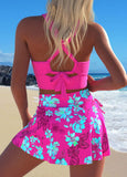 New Retails $60+ MODLILY® Criss Cross Floral Print Neon Rose Red Bikini Set Sz L