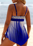 New Retails $60+ MODLILY DESIGN Patchwork Low Waisted Ombre Royal Blue Tankini Set SZ 8