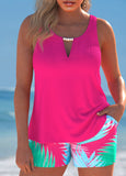 NEW MODLILY® Cut Out Tropical Plants Print Hot Pink Tankini Set, Sz XL, Retails $59