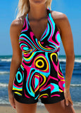 New Retails $63+ MODLILY® Surplice Dazzle Colorful Print Multi Color Tankini TOP ONLY! Sz L