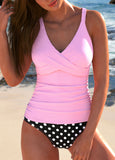 New MODLILY® Surplice Polka Dot Pink Tankini Set Sz M! Retails $79+
