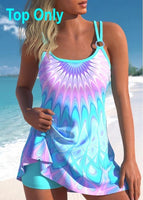 New MODLILY® Circular Ring Mid Waisted Geometric Print Swimdress Top Sz L! NOTE: Bottoms NOT included