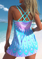 New MODLILY® Circular Ring Mid Waisted Geometric Print Swimdress Top Sz L! NOTE: Bottoms NOT included