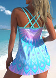 New MODLILY® Circular Ring Mid Waisted Geometric Print Swimdress Top Sz L! NOTE: Bottoms NOT included