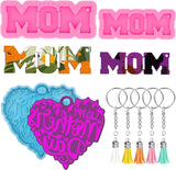 New Set of 3 Mom Word Silicone Resin Molds Heart Shape Epoxy Mold for DIY Keychains