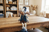 New Retails $45+ 16 inch weighted Moose Shelf Sitter with knit, wool and faux fur detailed mitts, boots & hat