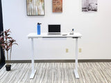 New etails $698+ Assembled Motionwise Adjustable Electric Standing/Sitting Desk, 24”x48, 4 pre-Set Height adjustments and USB Charge Port, White! NOTE: couple minor marks/nicks from transport