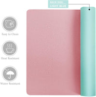 New Dual Sided Desk Pad, Large Desk Mat, Waterproof Desk Blotter Protector Mouse Pad, Leather Desk Pad Large for Keyboard and Mouse (48" x 23.5"), Pink/Green)