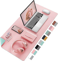 New Dual Sided Desk Pad, Large Desk Mat, Waterproof Desk Blotter Protector Mouse Pad, Leather Desk Pad Large for Keyboard and Mouse (48" x 23.5"), Pink/Green)