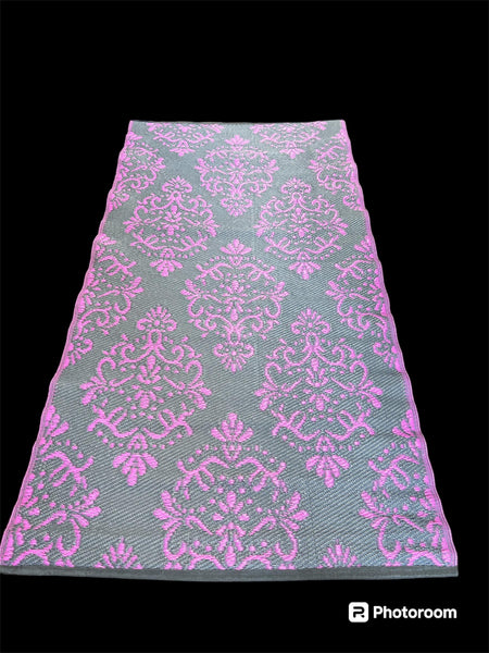 New The Original Multimats Indoor/Outdoor Multipurpose Mat 3 Ft X 6 Ft in Charcoal Grey & Pink, Fade, Mildew resistant, Reversible, Soft Cushion Feel