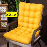 New SET OF 2 Cyditan One-Piece Cushions Rocking Chair Cushion with Ties,Thicken High Back Chair Pad for Single Sofa Chair Outdoor Patio Chair Cushions,Yellow, 17.7*49''