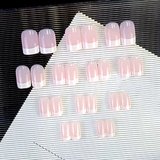 24 pieces short French minimalist nails with 1 jelly and 1 nail file