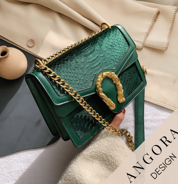 New The Naomi Crossbody Bag Handbag by Bond and Mason Emerald Green Crocodile Pattern Retails $273+