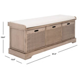 New assembled Wayfair Nelsen Upholstered Storage Bench  with 3 spacious basket drawers by Red Barrel Studio Retails $599+