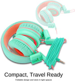 New Retails $53+ noot products Kids Headphones K11 Foldable Stereo Tangle-Free 5ft Long Cord 3.5mm Jack Plug in Wired On-Ear Headset (Mint/Coral)