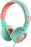 New Retails $53+ noot products Kids Headphones K11 Foldable Stereo Tangle-Free 5ft Long Cord 3.5mm Jack Plug in Wired On-Ear Headset (Mint/Coral)