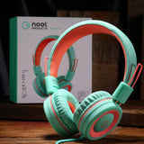 New Retails $53+ noot products Kids Headphones K11 Foldable Stereo Tangle-Free 5ft Long Cord 3.5mm Jack Plug in Wired On-Ear Headset (Mint/Coral)