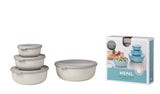 NEW Retails $109, MEPAL CIRQULA - The Bowls That Do It All | Mepal, Multi-Bowl Set, Nordic White, 4PC! Leak Proof, Store, Freeze, Microwave & Dishwasher Safe!
