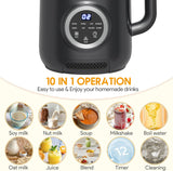 New Retails $165+ 10-in-1 Nut Milk Maker, 40oz Blender Homemade Almond, Oat, Soy, Coconut milk, Juice & Soup, Electric Bean Milk Machine with Delay Start/Auto-Clean/Boil Water/Keep Warm, Black