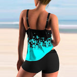 New Ocean Womens Tankini Swimsuit Sport 2 Pieces Bathing Suit for Women Floral Printed Tankini Top with High Waisted Shorts Sz XL