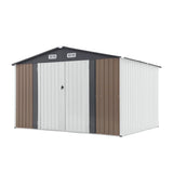 NEW 10 ft. W X 8 ft. D Metal Storage Shed,  made of a corrosion-resistant colour plate and electro-galvanized sheet! Brown/White (Read Comments)