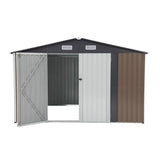 NEW 10 ft. W X 8 ft. D Metal Storage Shed,  made of a corrosion-resistant colour plate and electro-galvanized sheet! Brown/White (Read Comments)