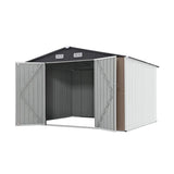NEW 10 ft. W X 8 ft. D Metal Storage Shed,  made of a corrosion-resistant colour plate and electro-galvanized sheet! Brown/White (Read Comments)
