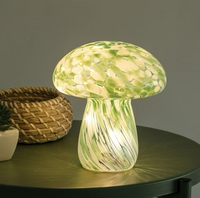NEW Merkury Innovations 7.9 inch Height Green Confetti Glass Mushroom Lamp, Glass Mushroom Lamp