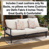 New NATURAL EXPRESSIONS Outdoor Sunroom Beige 6 Inch Premium Olefin Seat Cushions Set of 2! Includes 2 Seat Cushions Only!!