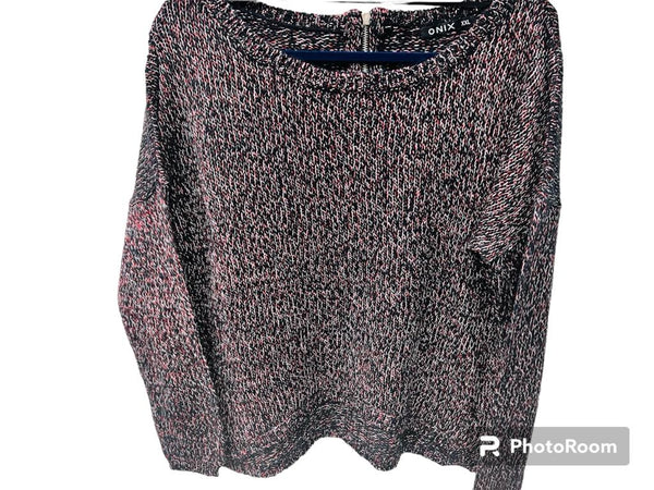 New Women's Lightweight Hi-Low Hem Knit Sweater by Onix, Sz XXL Red Multi