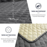 New OPPODREAM Waterproof Sofa Covers 2 Seater with Non-Slip Silicone Particles & Adjustable Elastic Strap, Couch Cover Quilted for Pets Kids Children Dog Cat (Loveseat, Grey)