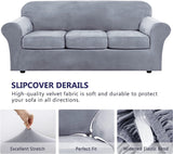 NEW Sofa Covers Stretch Velvet, OPPODREAM Couch Cover 3 Seater with Cushions Cover, Elastic Bottom, Machine Washable Sofa Slipcover( Loveseat, Light Grey)
